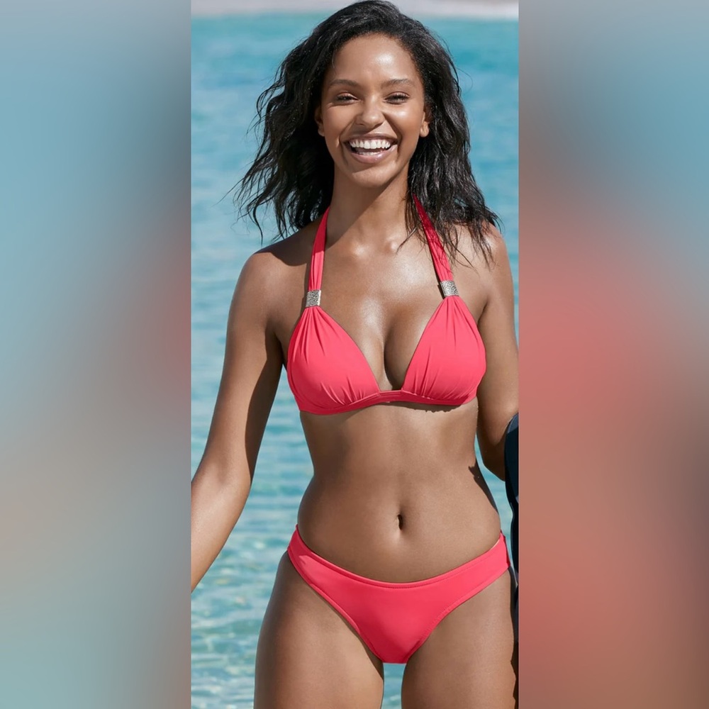 VENUS Goddess Push Up Halter Bikini Top in Sunset Pink - DDD cup size - Picture 7 of 8